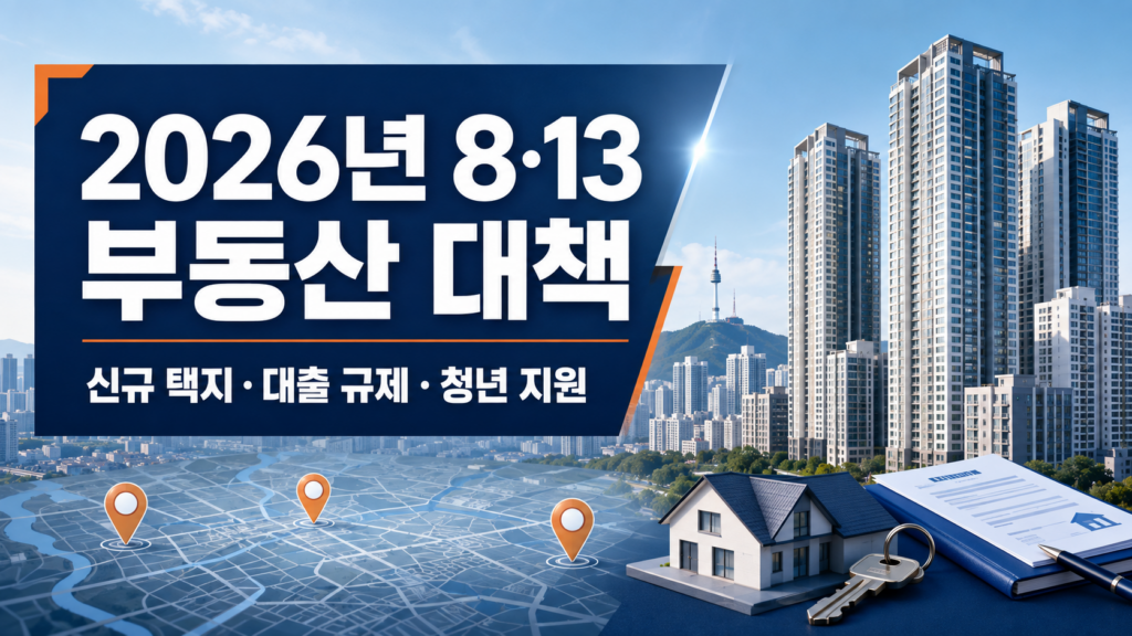 2026년 8·13 부동산 대책 신규 택지와 대출 규제 청년 지원