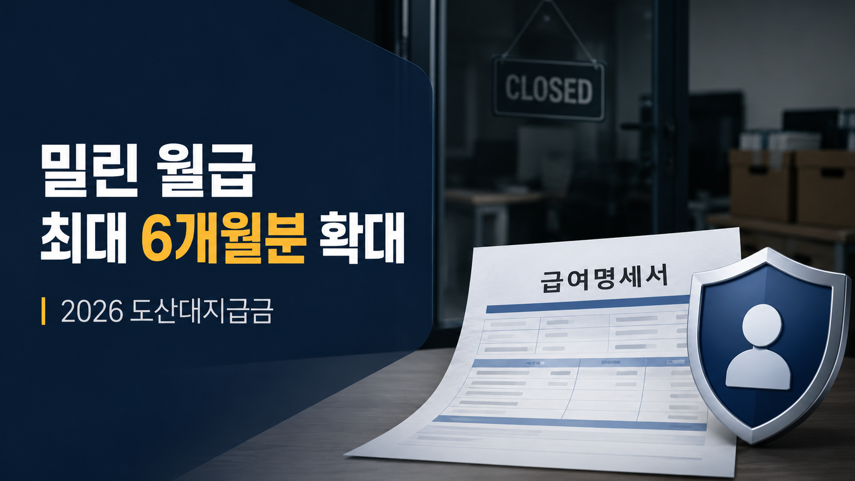 2026년 도산대지급금의 임금 지급 범위가 최종 6개월분으로 확대된 내용을 나타낸 이미지
