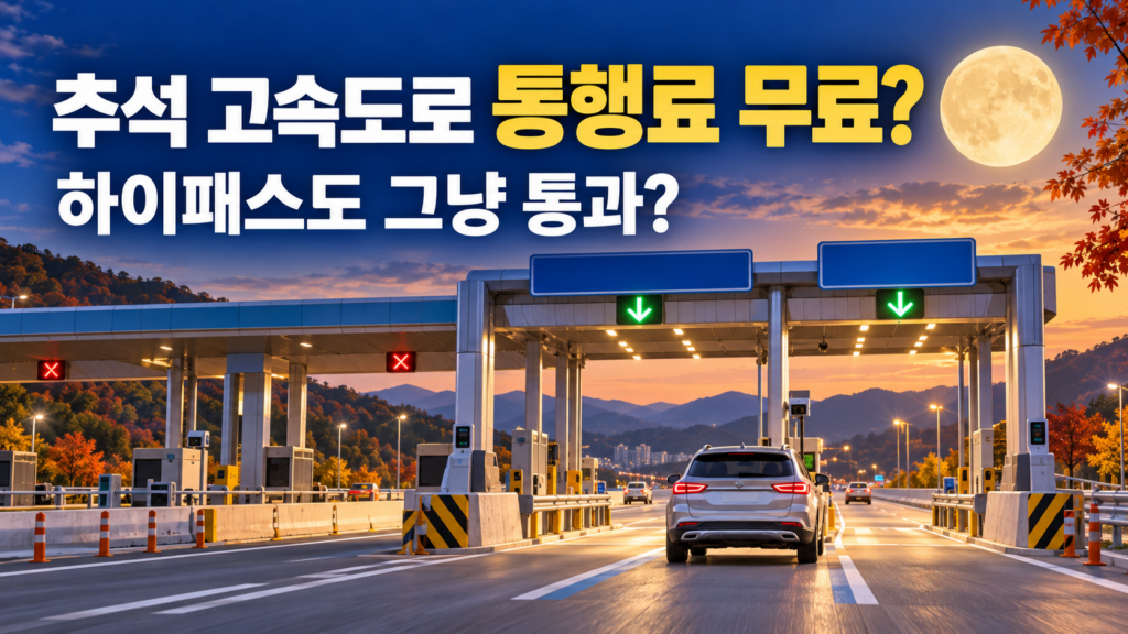 2026년 추석 고속도로 통행료 면제와 하이패스 이용 방법을 안내하는 대표 이미지