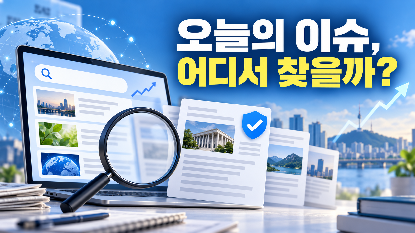실시간 검색어 없이 오늘의 이슈를 찾고 사실을 확인하는 방법을 표현한 이미지